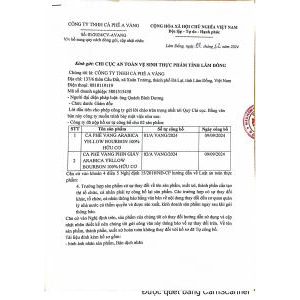 Giấy phép kinh doanh Caffe A Vàng